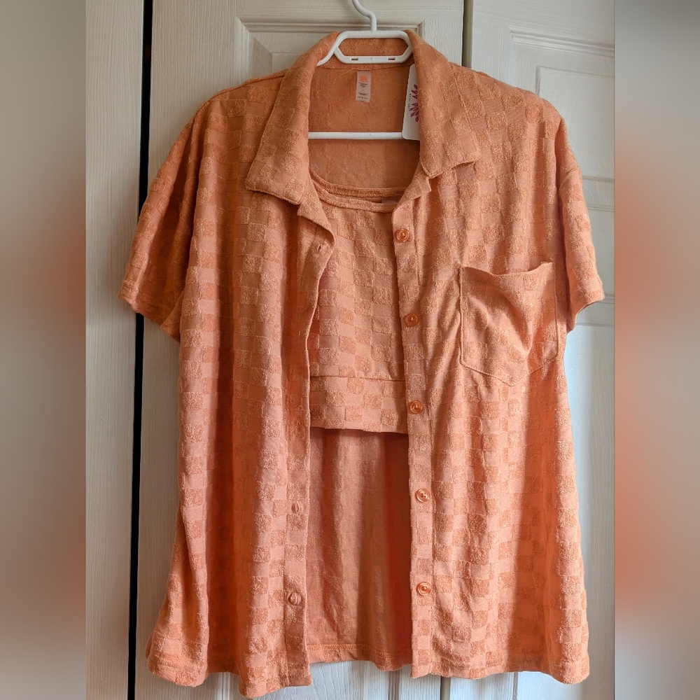 NWT Mono B Checkered Terry Short Set